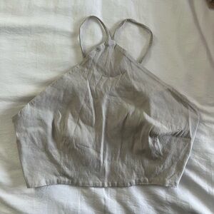 ZARA grey tie around crop top